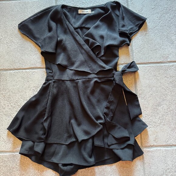 Do+Be Black Open Back Ruffle Romper - Picture 3 of 6